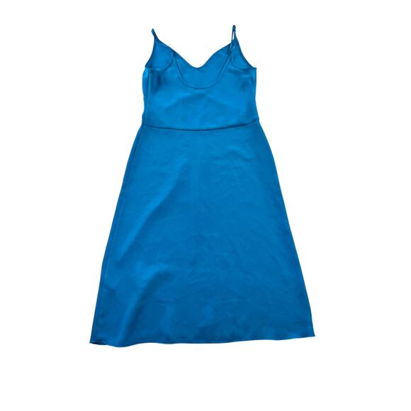 Aritzia Wilfred Minthe Dress XS Tropic Blue Midi Slip V-Neck Matte Satin Drapey - Picture 4 of 14